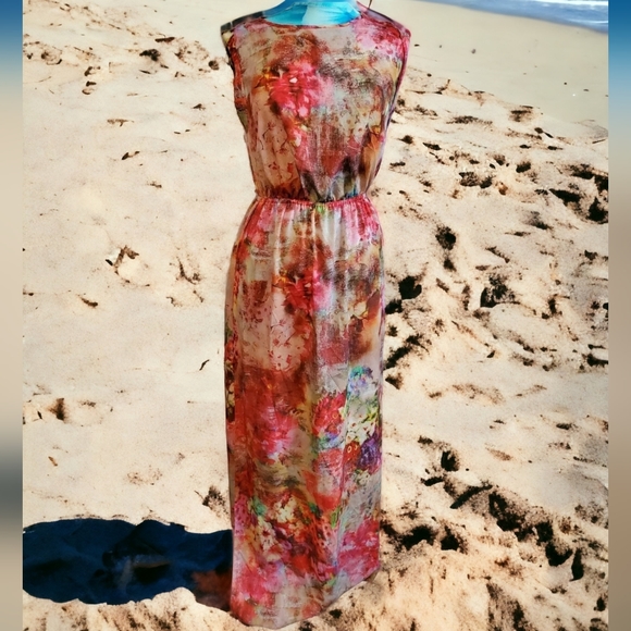 River Island Dresses & Skirts - RIVER ISLAND watercolour Maxi Dress Womens Size 8 uk high side split sleeveless